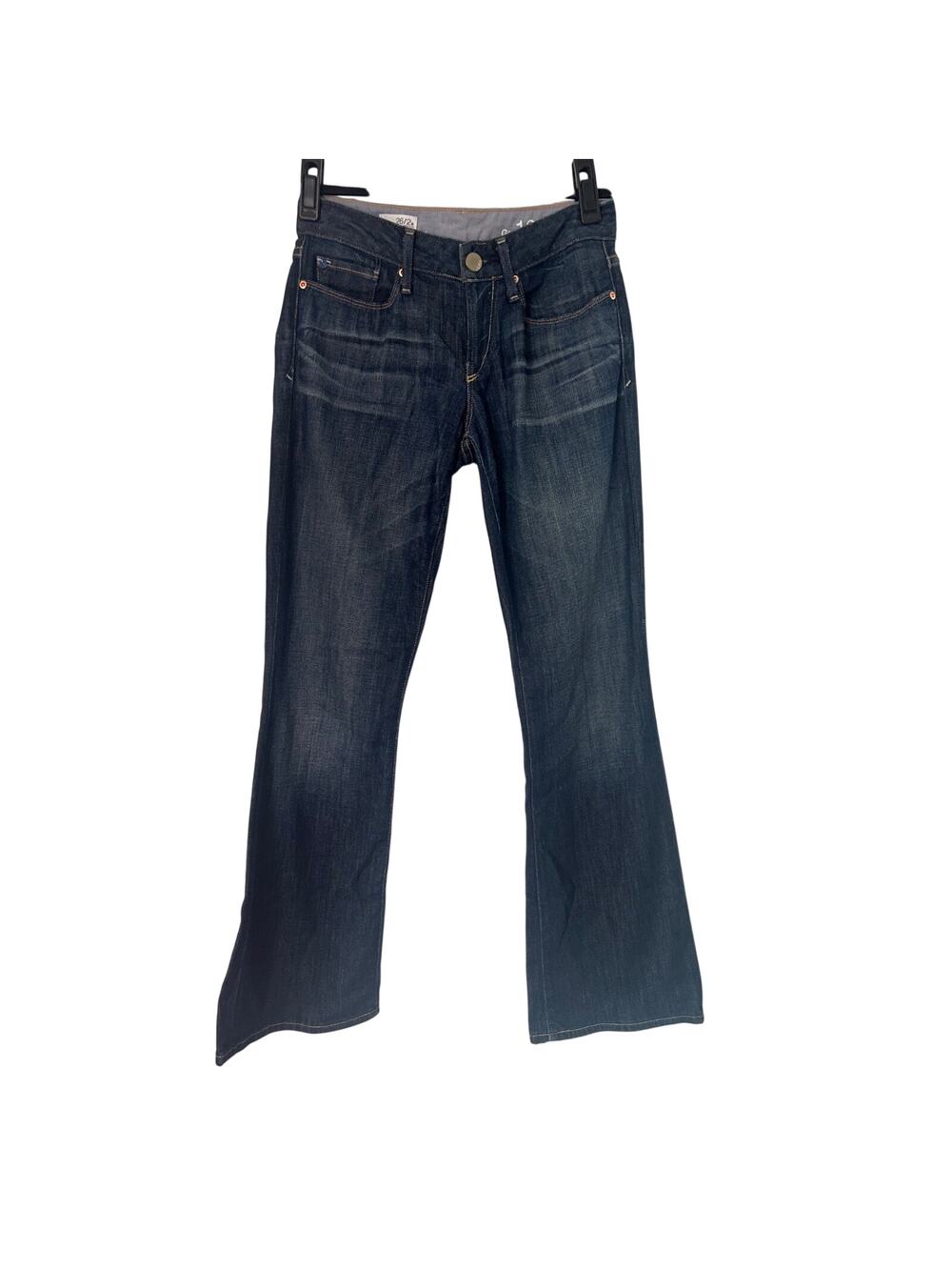 Gap 1969 Sexy Boot Low Rise Jeans Size 26 Medium Wash Whiskering Bootcut Stretch